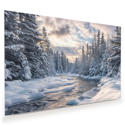 Wandbild mit dem Motiv Verschneiter Flusslauf