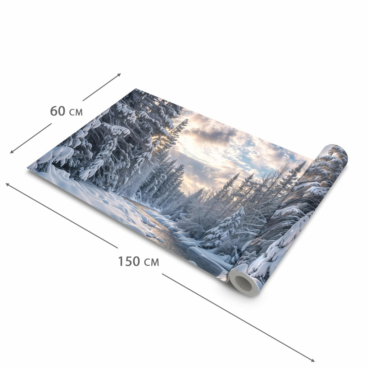 Pflegeleichter moderner Küchenläufer mit Motiv Winterfluss in der Grösse 80x280 cm
