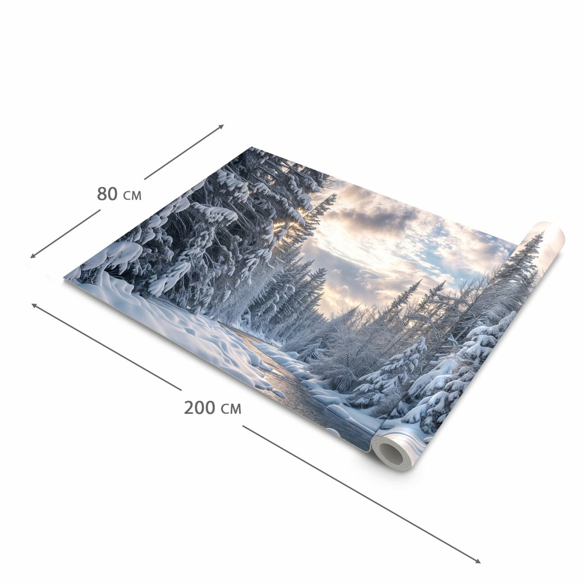 Rutschfester Küchenteppich mit Motiv Winterfluss in der Grösse 80x280 cm