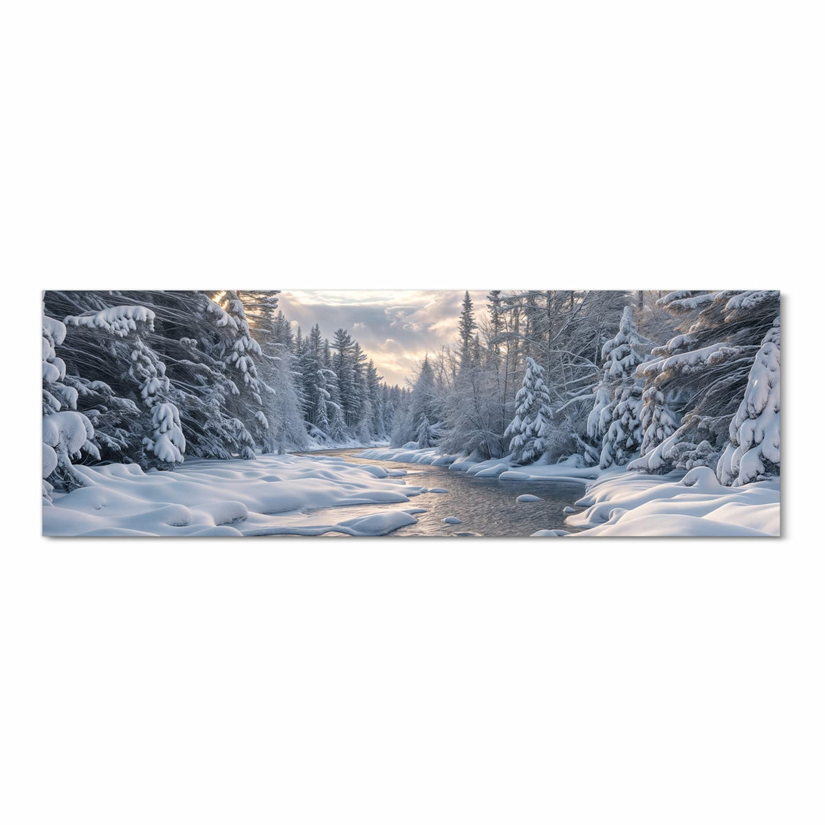 Geruchsneutraler Küchenläufer mit Motiv Winterfluss in Frontansicht