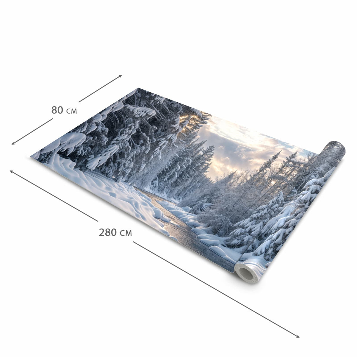 Bodenschonender Küchenteppich mit Motiv Winterfluss in der Grösse 80x280 cm
