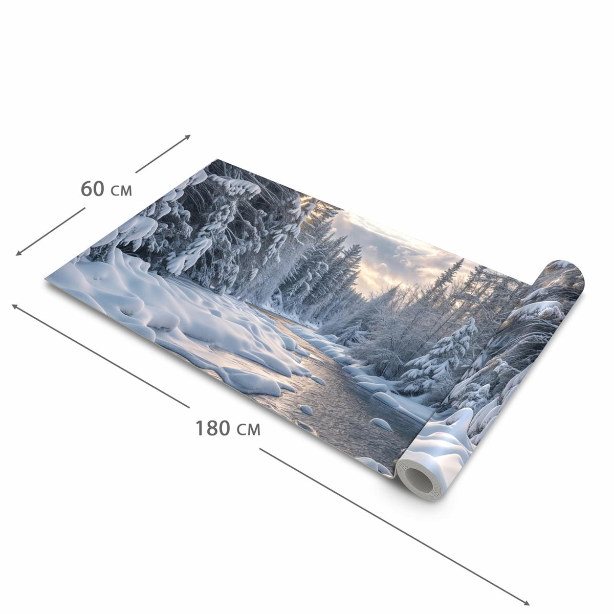 Abwaschbarer Küchenläufer mit Motiv Winterfluss in der Größe 80x280 cm für angenehme Haptik