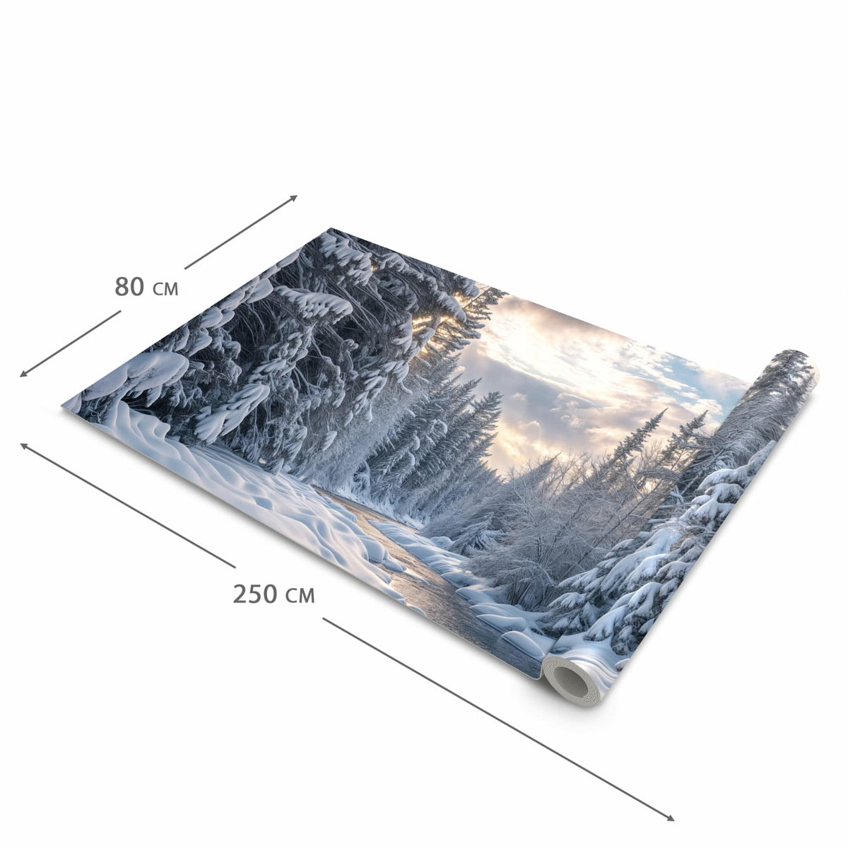 Feuchtigkeitsresistenter Teppich für die Küche mit Motiv Winterfluss in der Grösse 80x280 cm