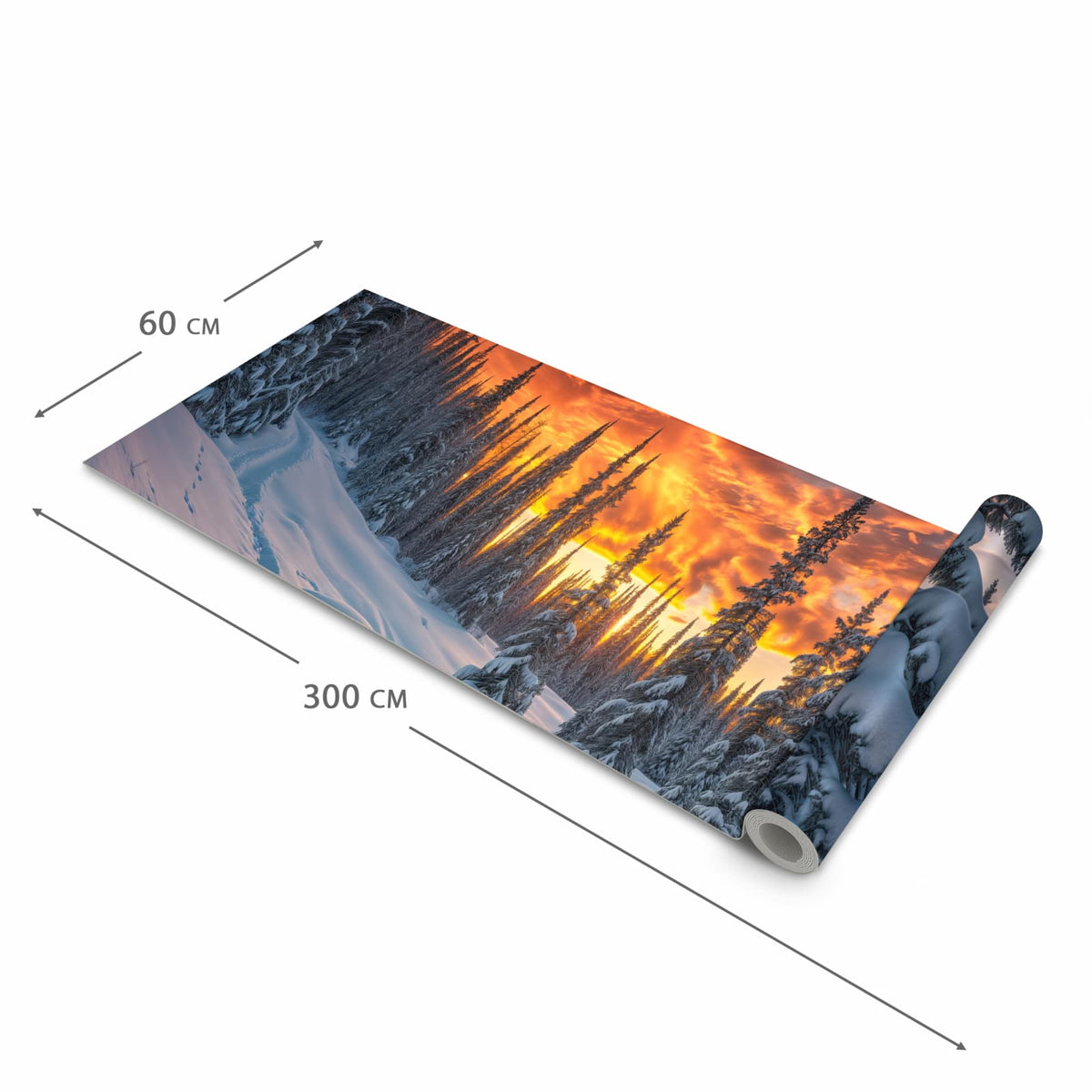 Wasserabweisender Küchenläufer mit Motiv Winter Sonnenuntergang in der Grösse 80x280 cm