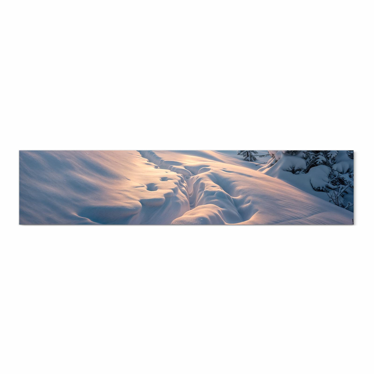 Küchenteppich mit Motiv Winter Sonnenuntergang in Frontansicht für sichere Aufbewahrung