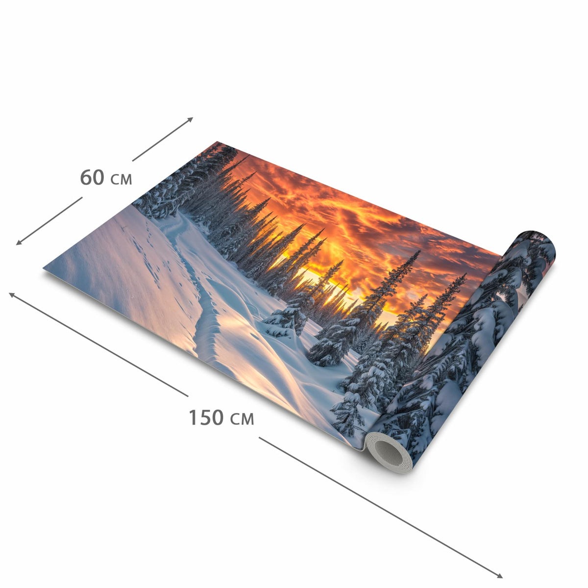 Geräuschdämpfender rutschfester Küchenteppich mit Motiv Winter Sonnenuntergang in der Grösse 80x280 cm