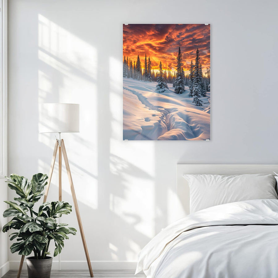 Maße Wandbild - Schneewehen im Abendrot - Hochformat