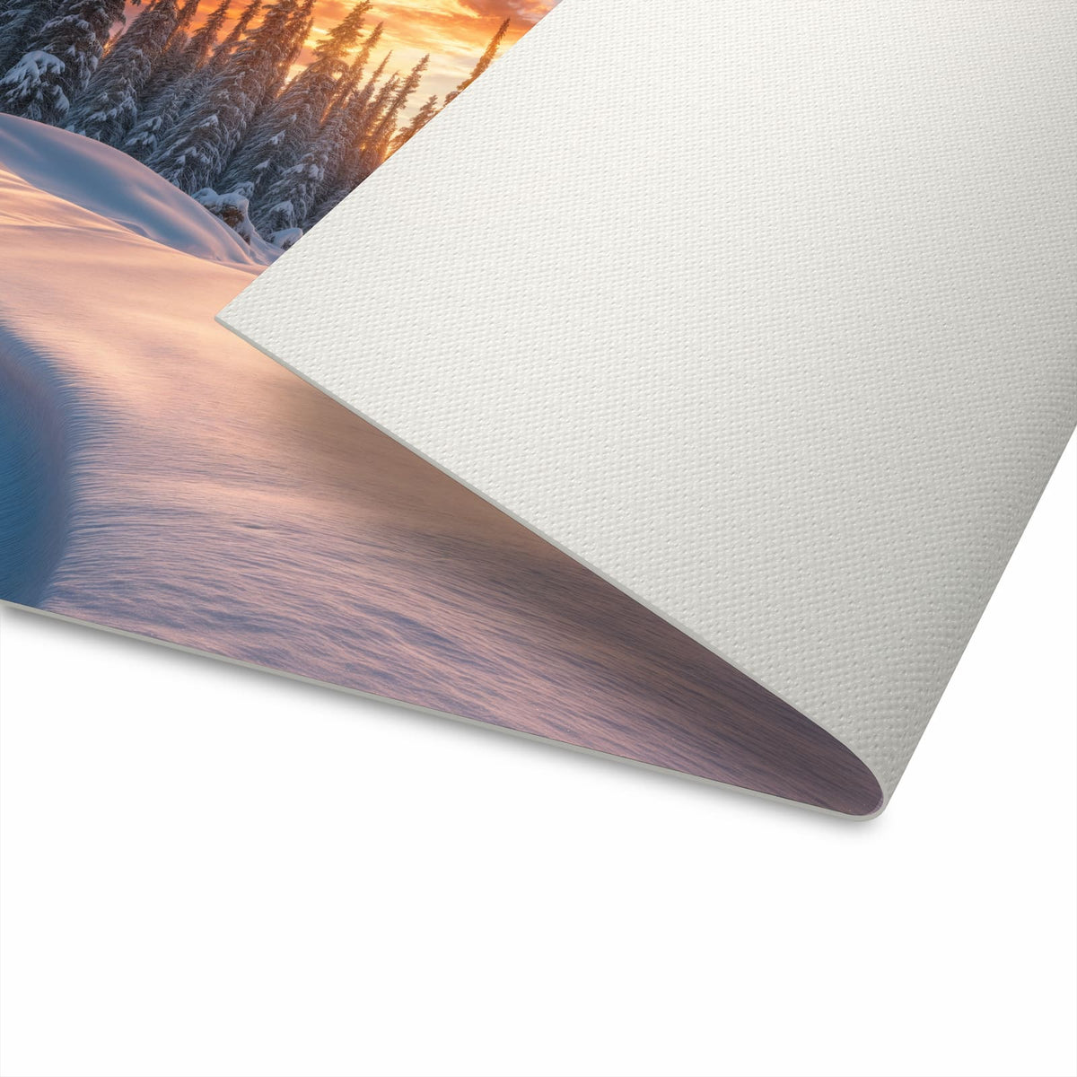Langlebiger Küchenteppich mit Motiv Winterlandschaft Sonne in moderner Küche