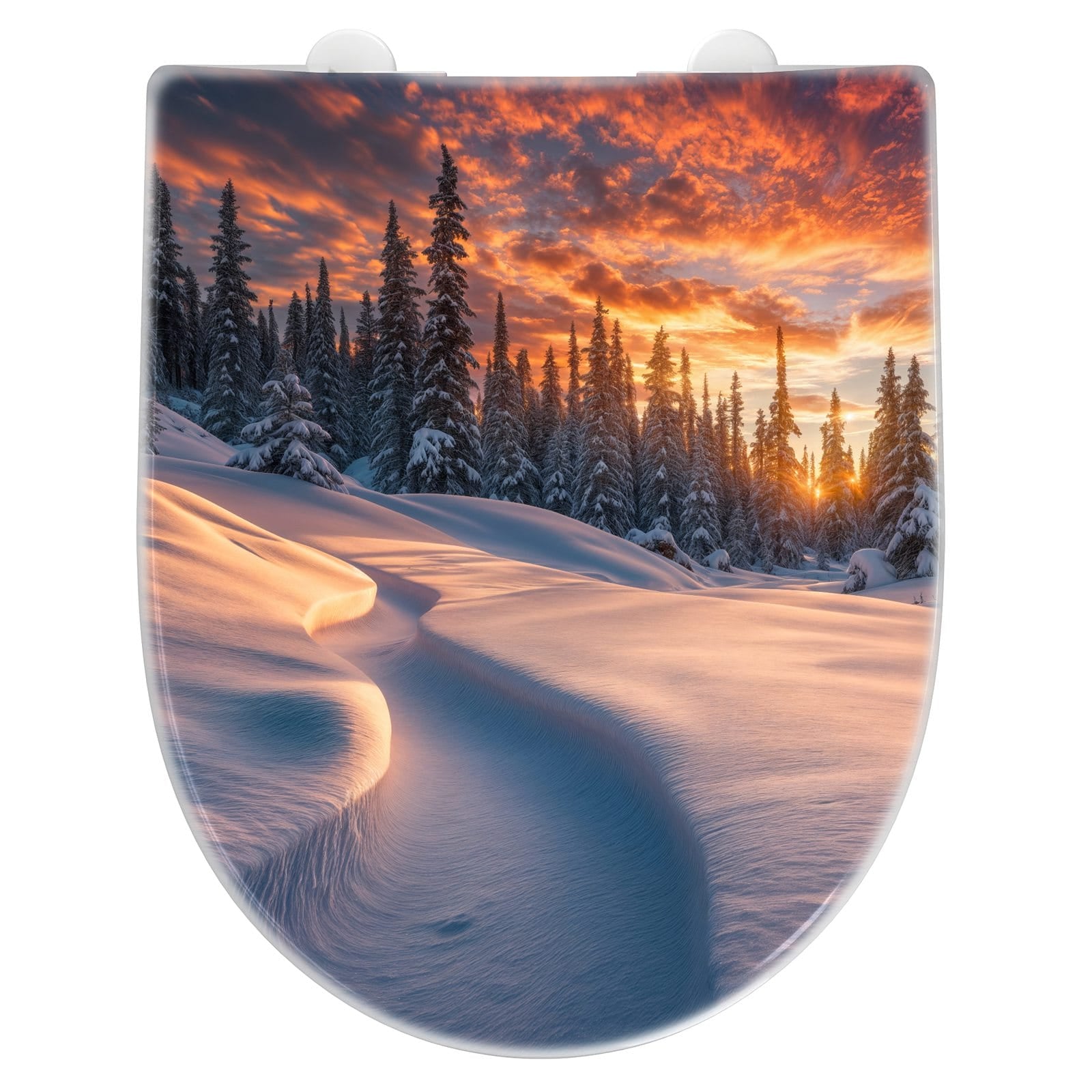WC-Sitz mit Absenkautomatik Winterlandschaft Sonne