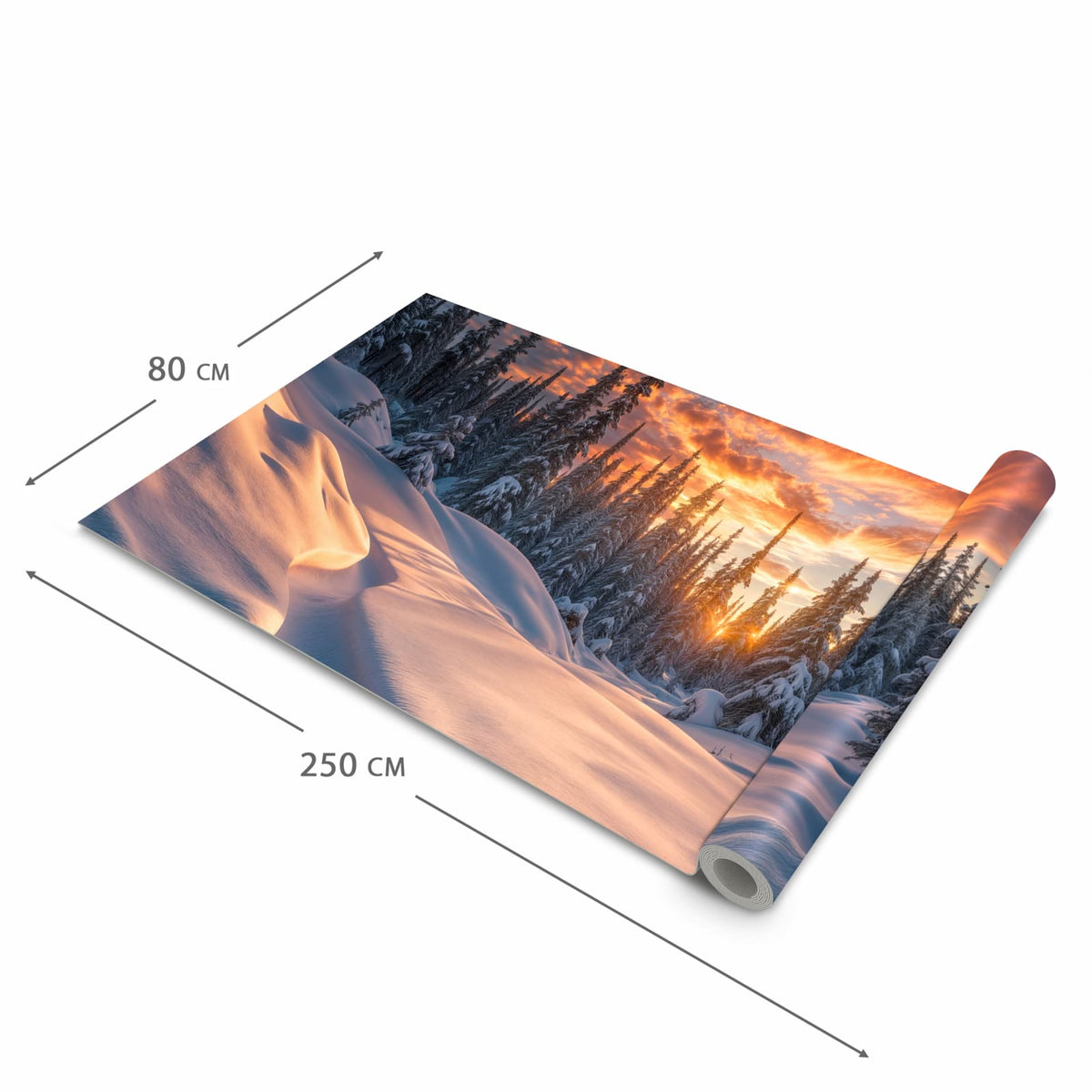 Organisierender Küchenläufer mit Motiv Winterlandschaft Sonne in der Grösse 80x250 cm