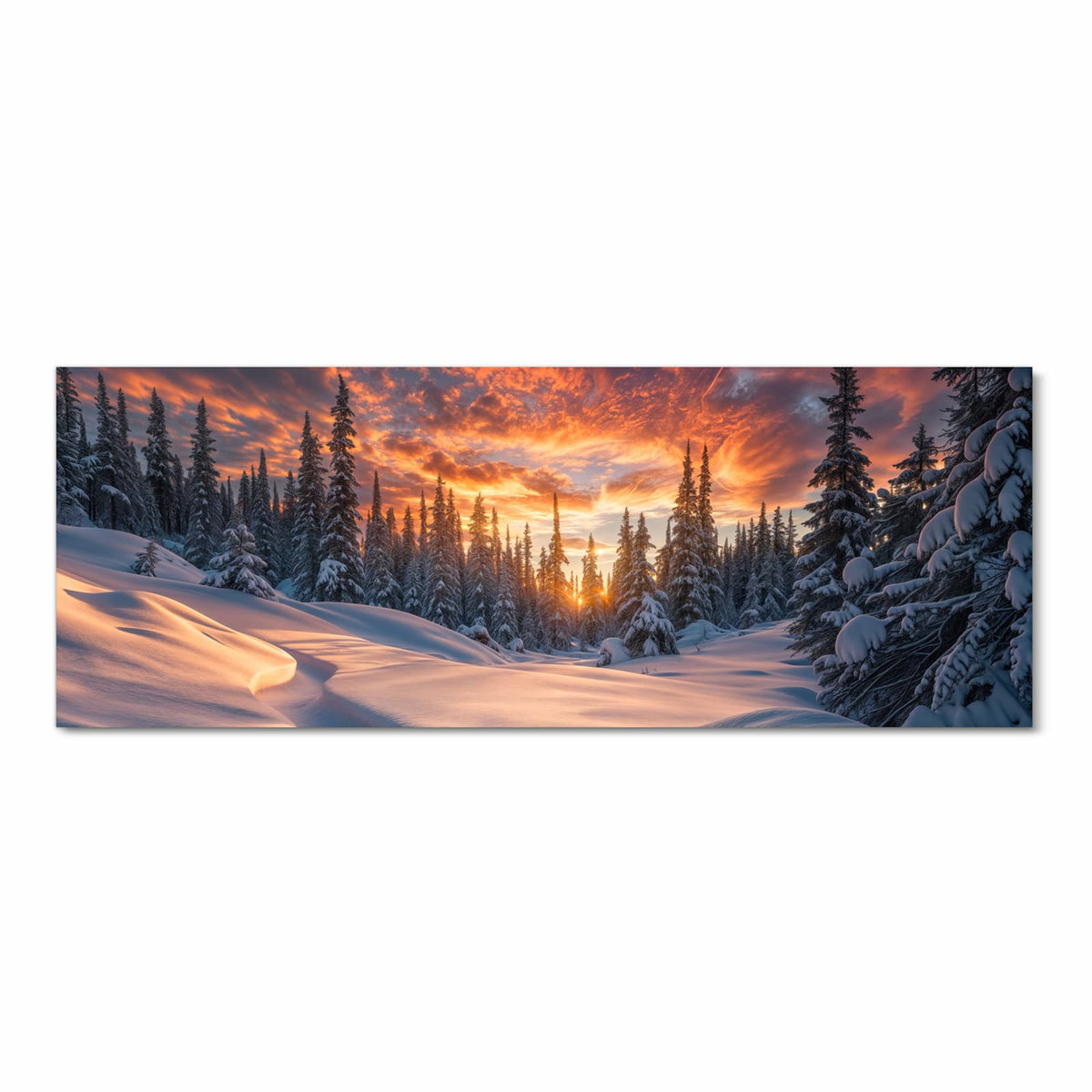 Rutschfester Küchenteppich mit Motiv Winterlandschaft Sonne in Frontansicht schützt den Boden