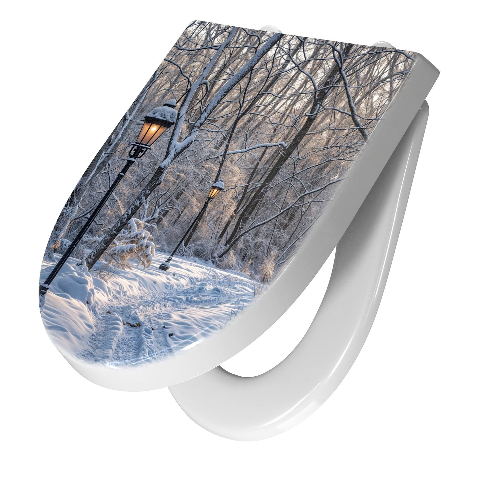 WC-Sitz mit Absenkautomatik Verschneiter Waldweg