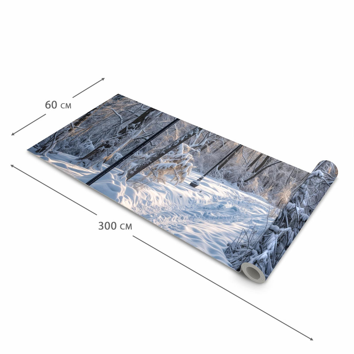 Schmutzabweisender Teppichläufer für die Küche mit Motiv Verschneiter Waldweg in der Grösse 80x250 cm