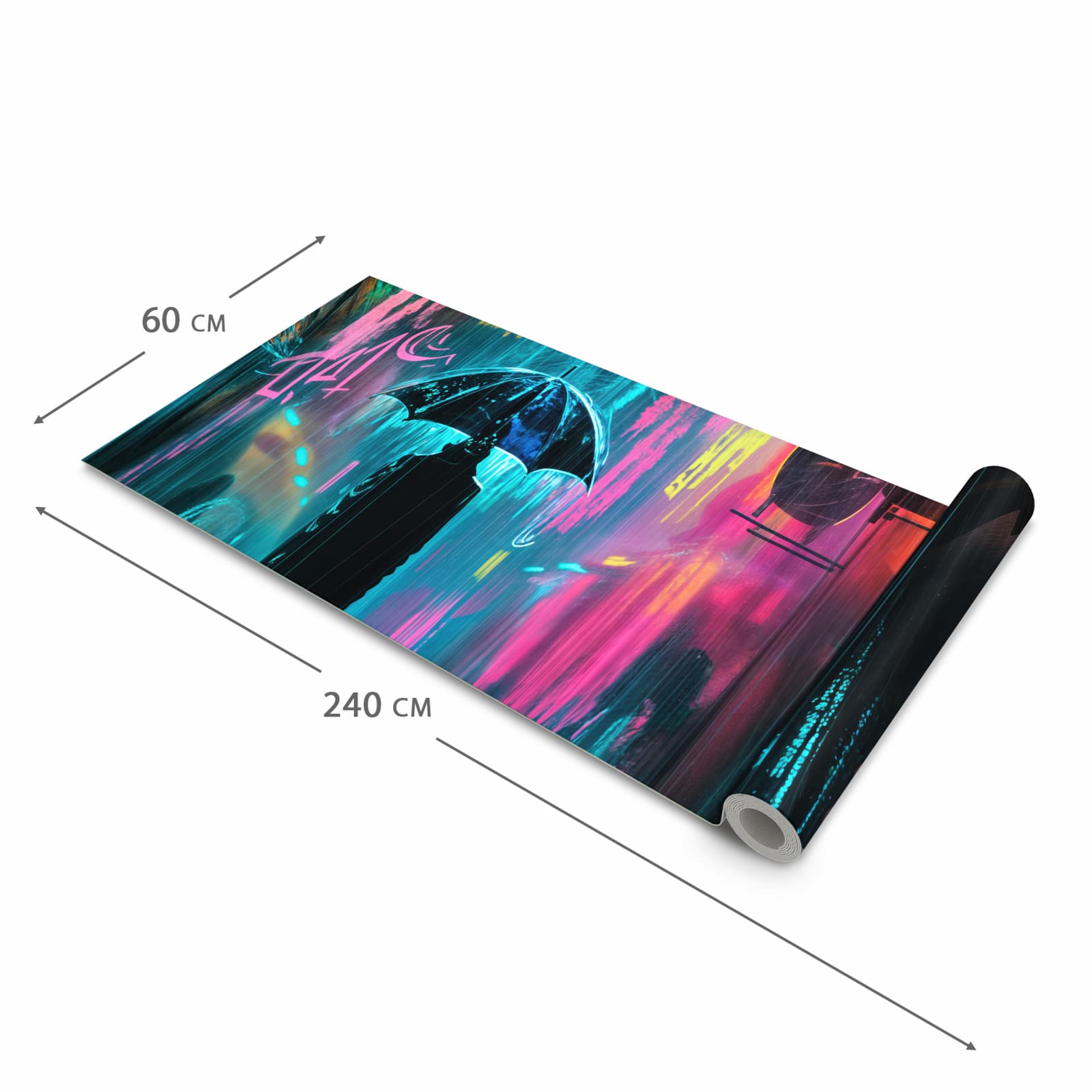 Rutschfester Küchenteppich mit Motiv Regen bei Nacht in der Größe 80x200 cm