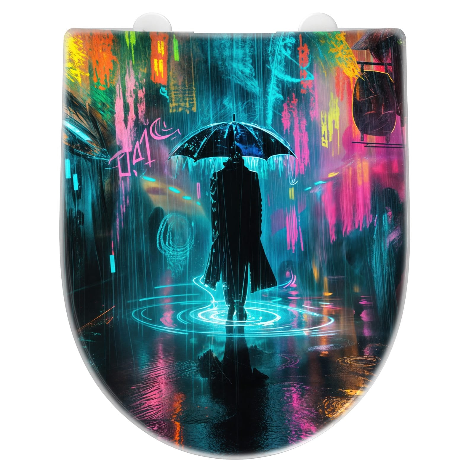 WC-Sitz mit Absenkautomatik Regen bei Nacht