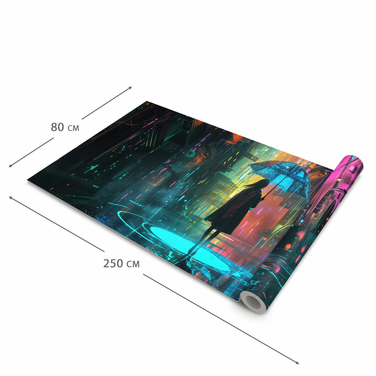 Komfortabler rutschfester Küchenläufer mit Motiv Regen Stadt Lichter in der Größe 80x200 cm
