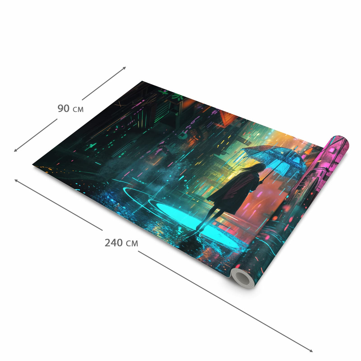 Hygienischer moderner Küchenläufer mit Motiv Regen Stadt Lichter in der Grösse 80x200 cm