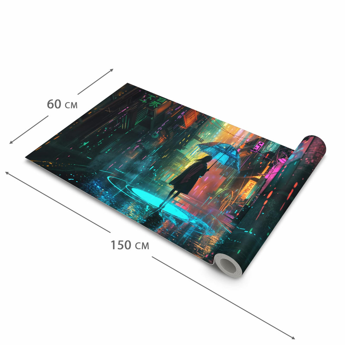 Wasserabweisender Küchenteppich mit Motiv Regen Stadt Lichter in der Größe 80x200 cm