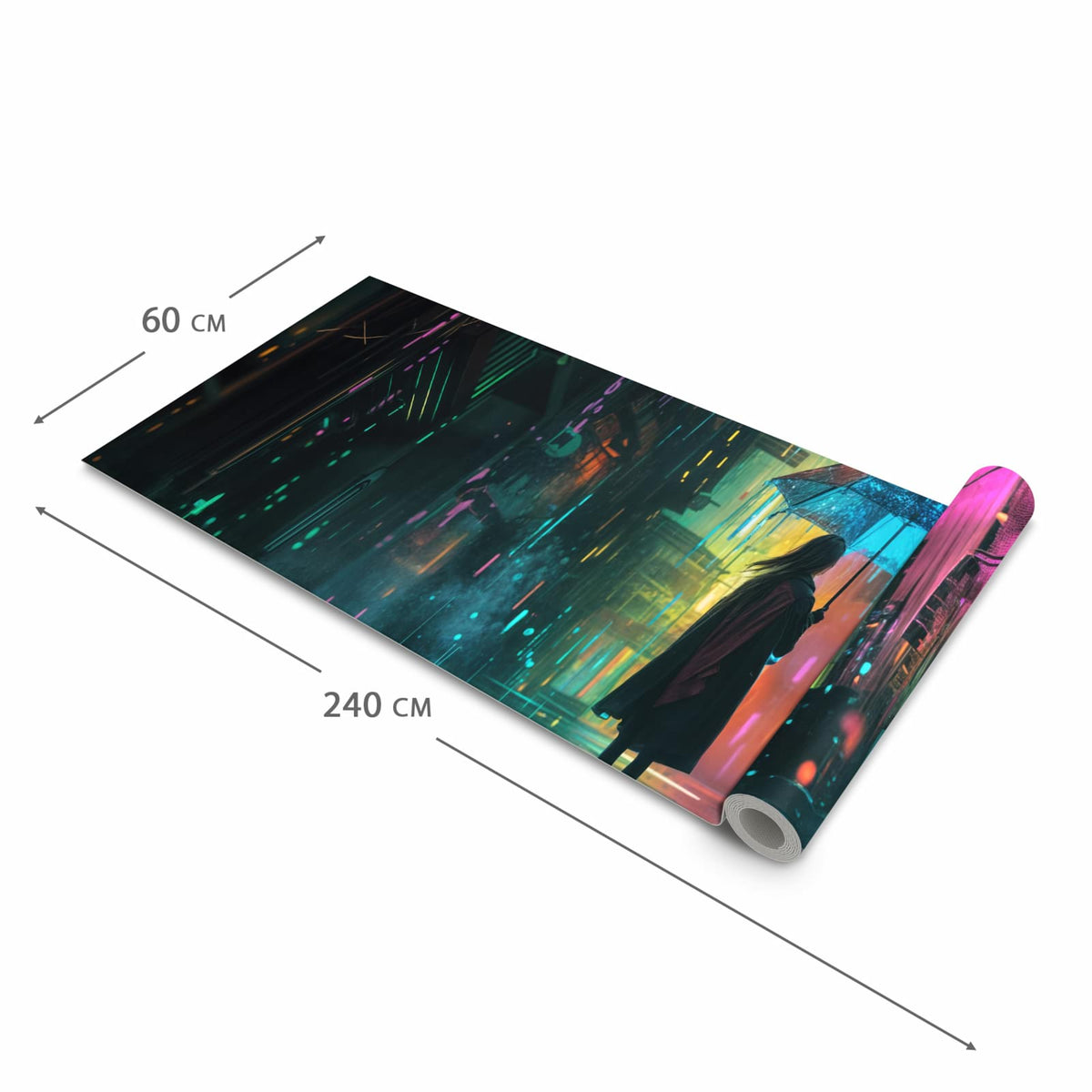 Schmutzabweisender Küchenläufer mit Motiv Regen Stadt Lichter in der Grösse 80x200 cm