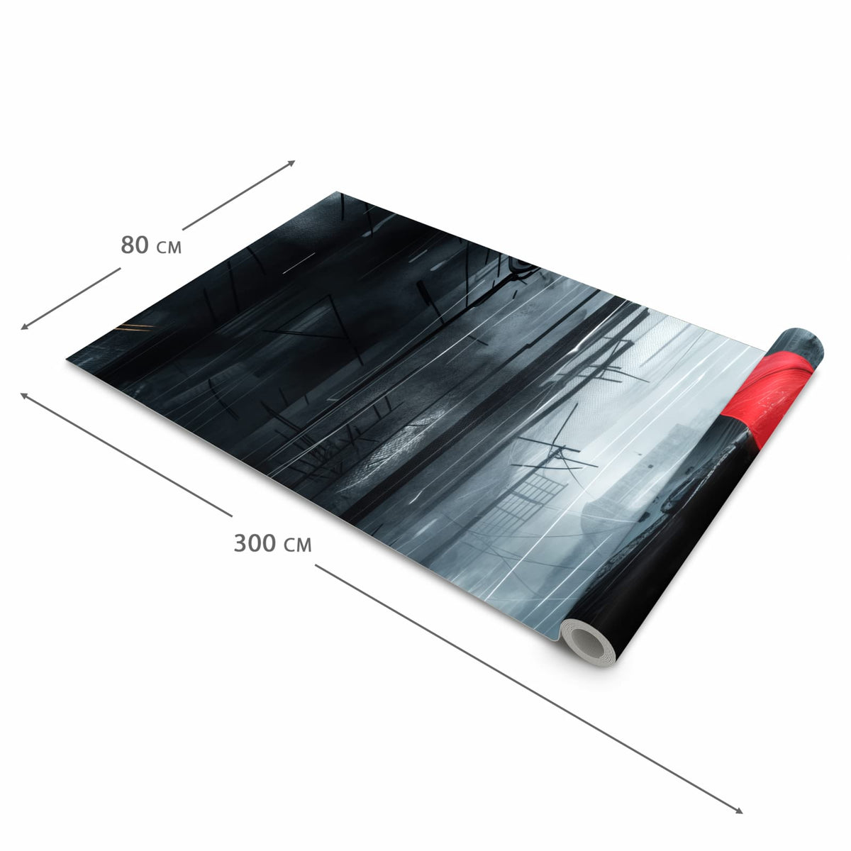 Geräuschdämpfender waschbarer Küchenteppich mit Motiv Regenschirm im Regen in der Größe 80x200 cm