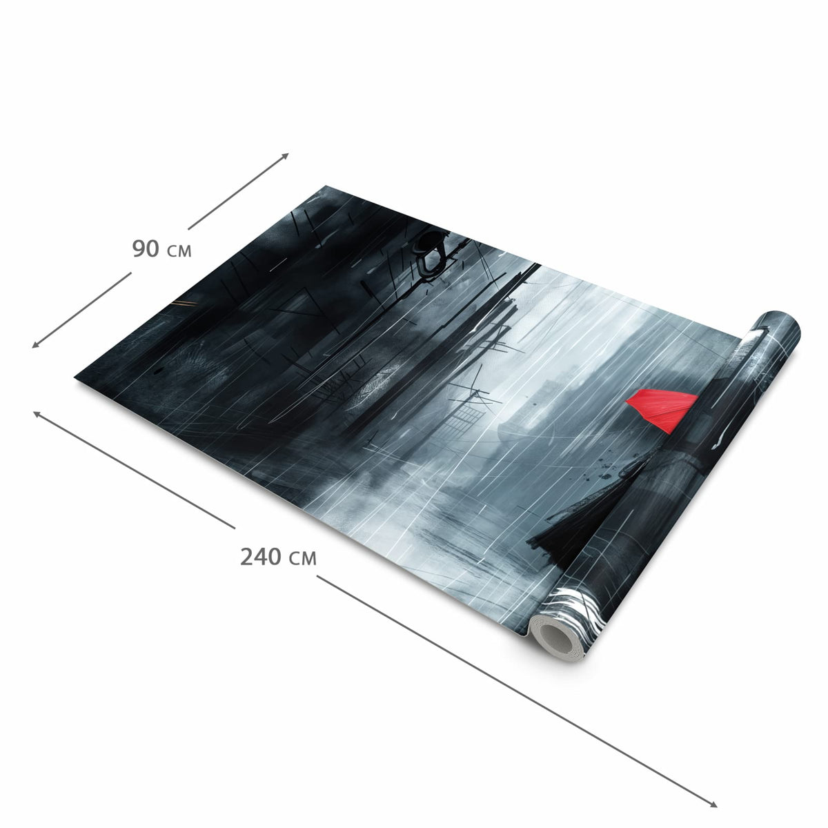 UV-beständiger rutschfester Küchenteppich mit Motiv Regenschirm im Regen in der Grösse 80x200 cm