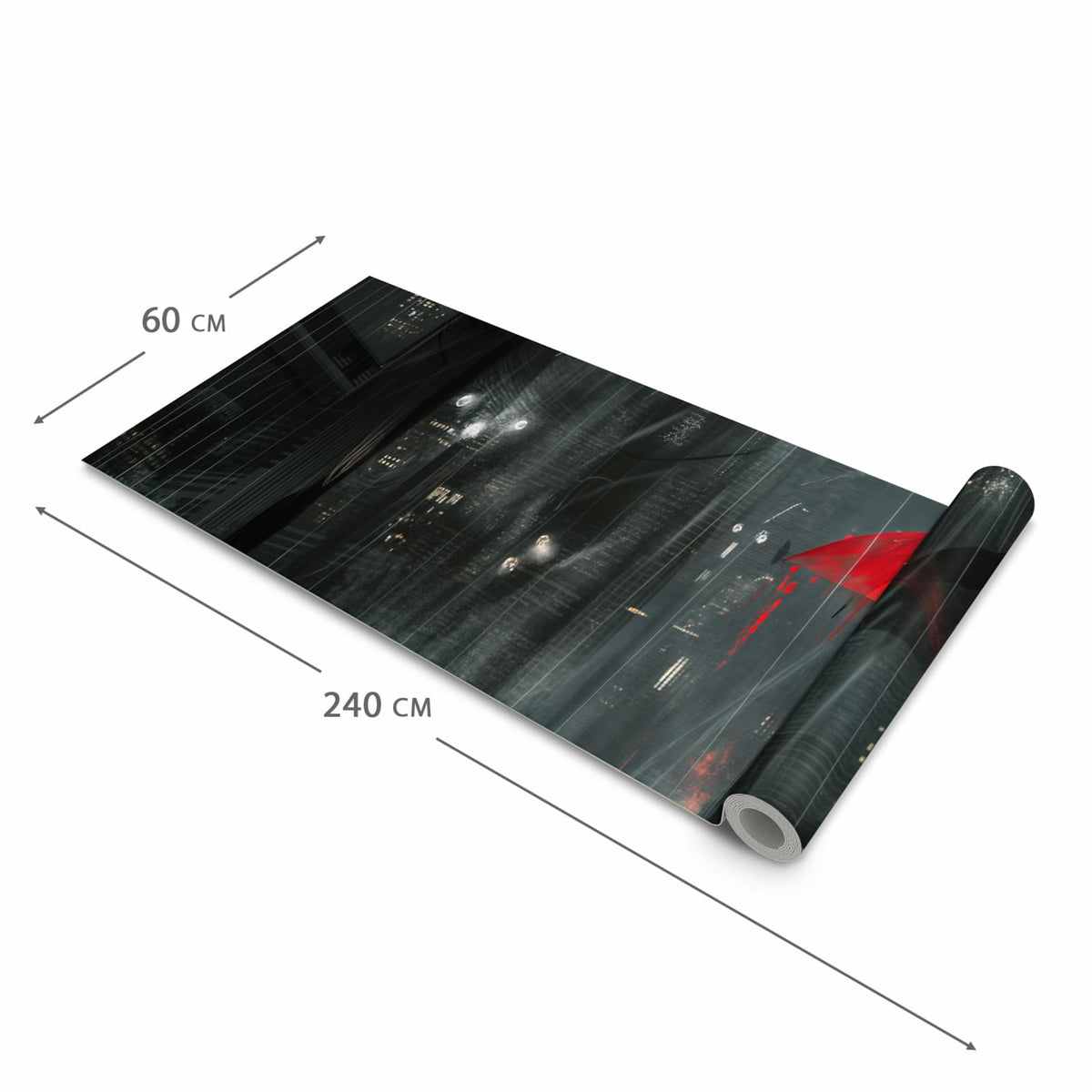 Langlebiger Teppichläufer für die Küche mit Motiv Regenroter Schirm in der Grösse 60x90 cm