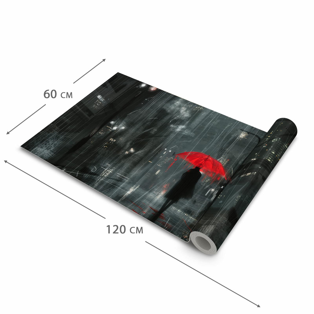 Fleckenresistenter waschbarer Teppich Küche mit Motiv Regenroter Schirm in der Grösse 60x90 cm