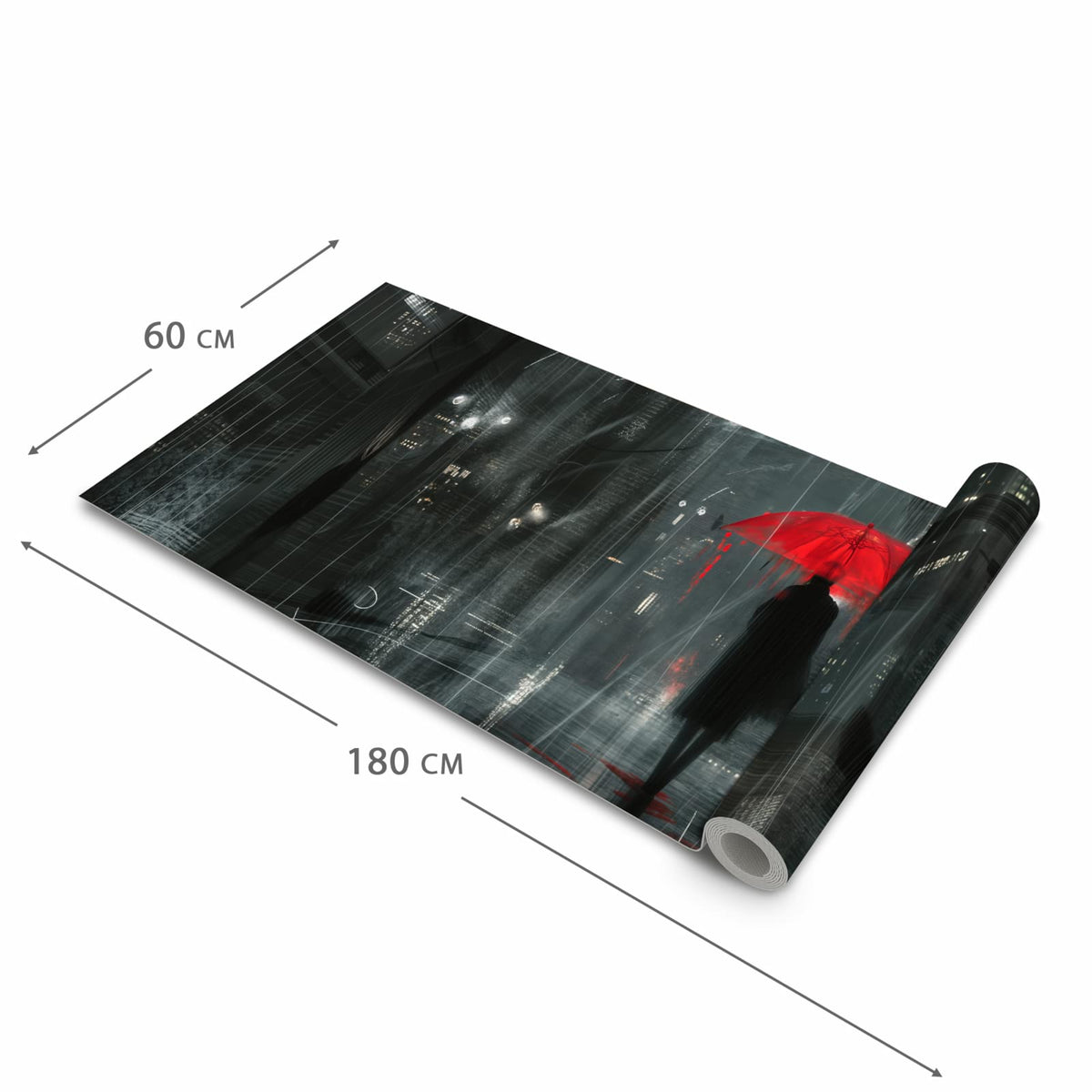 Geruchsneutraler Küchenläufer mit Motiv Regenroter Schirm in der Grösse 60x90 cm