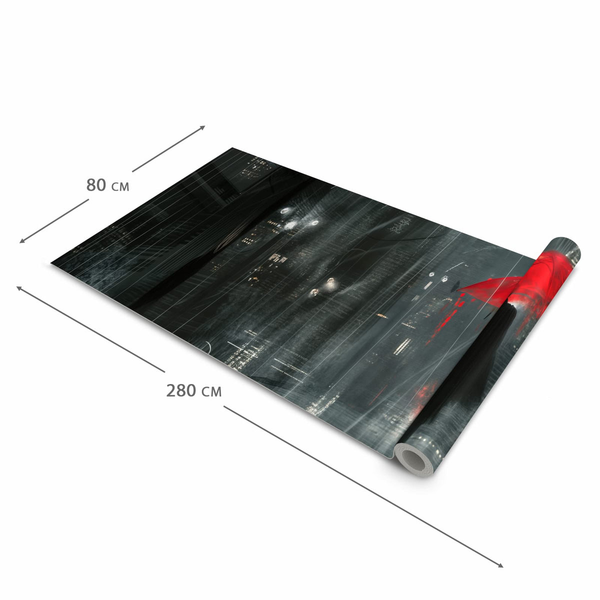 Dünner Küchenteppich mit Motiv Regenroter Schirm in der Grösse 60x90 cm - angenehme Haptik