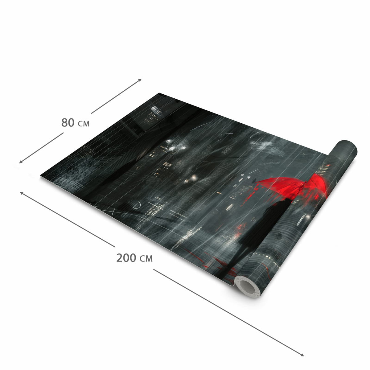 Rutschhemmender Läufer Eingangsbereich mit Motiv Regenroter Schirm in der Grösse 60x90 cm