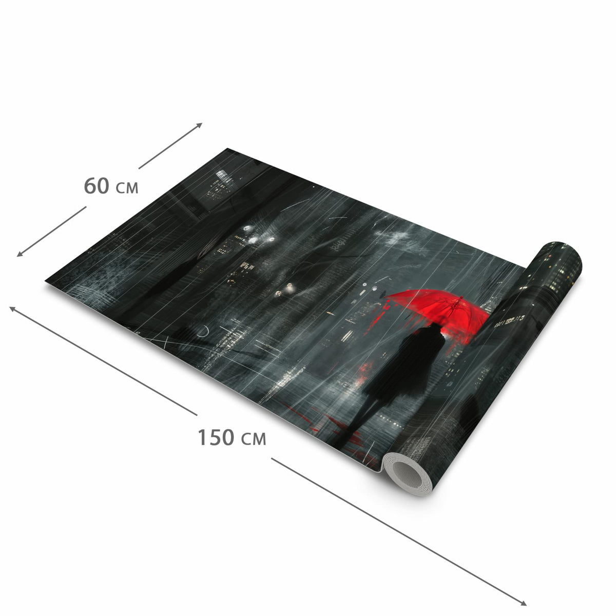 Schmutzabweisender Küchenläufer mit Motiv Regenroter Schirm in der Grösse 60x90 cm
