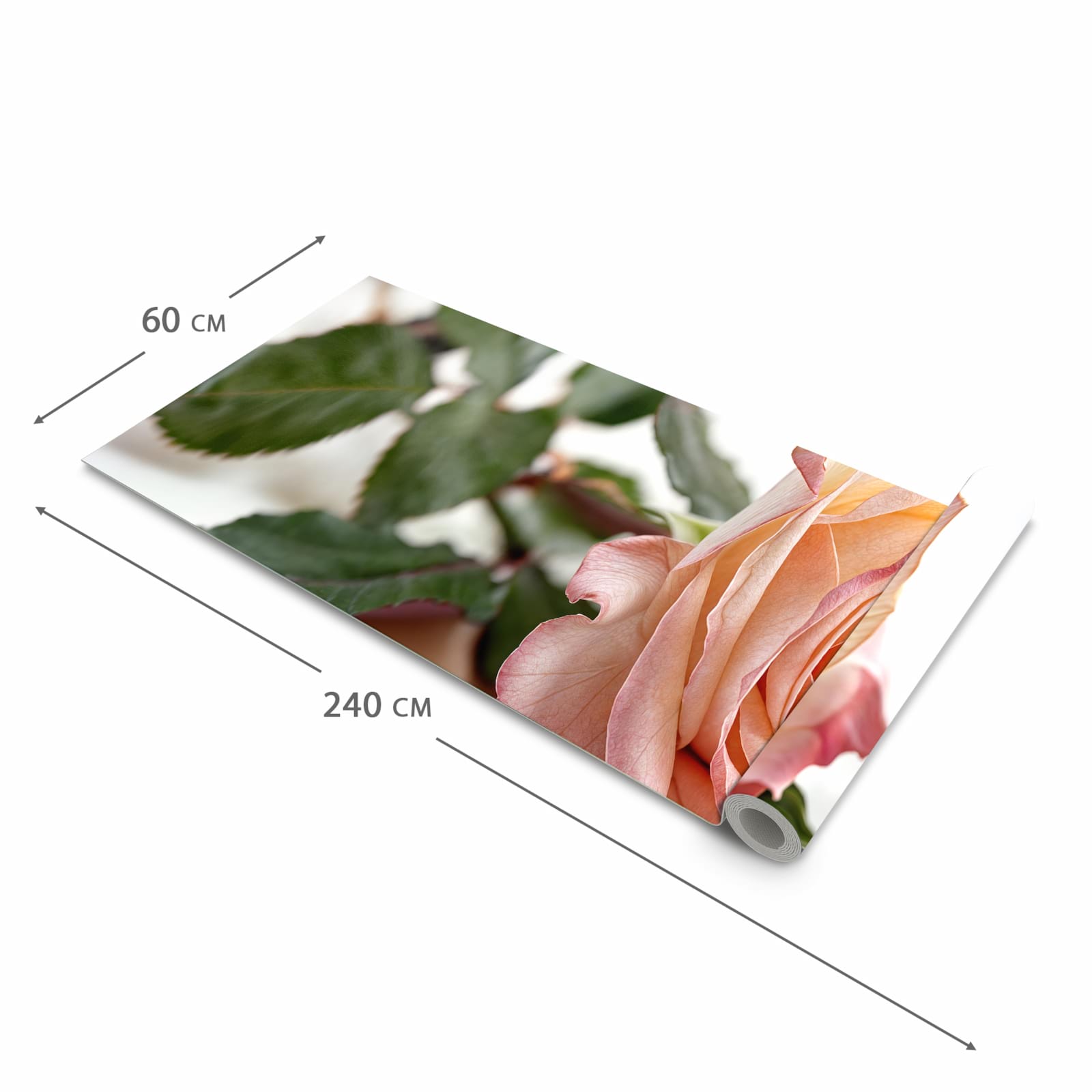 Bodenschonender Küchenteppich mit Motiv Elegante Rose Blüte in der Grösse 60x90 cm