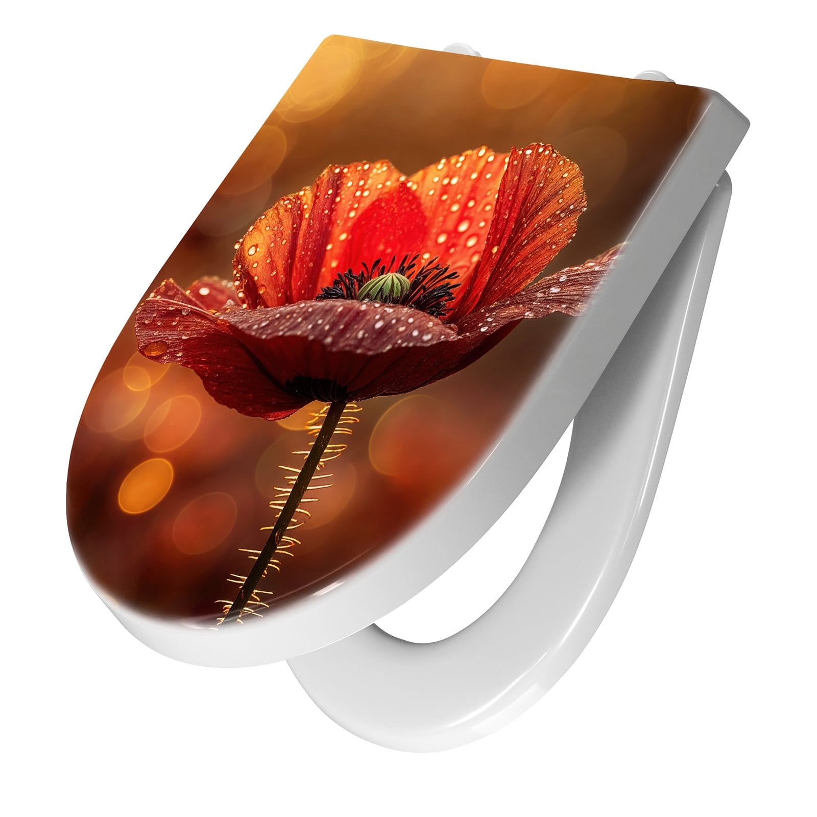 WC-Sitz mit Absenkautomatik Blühende Mohnblume