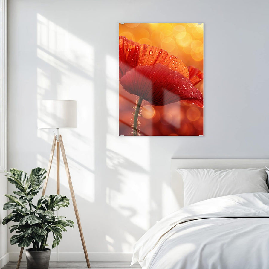 Maße Wandbild - Mohn mit Tautropfen - Hochformat