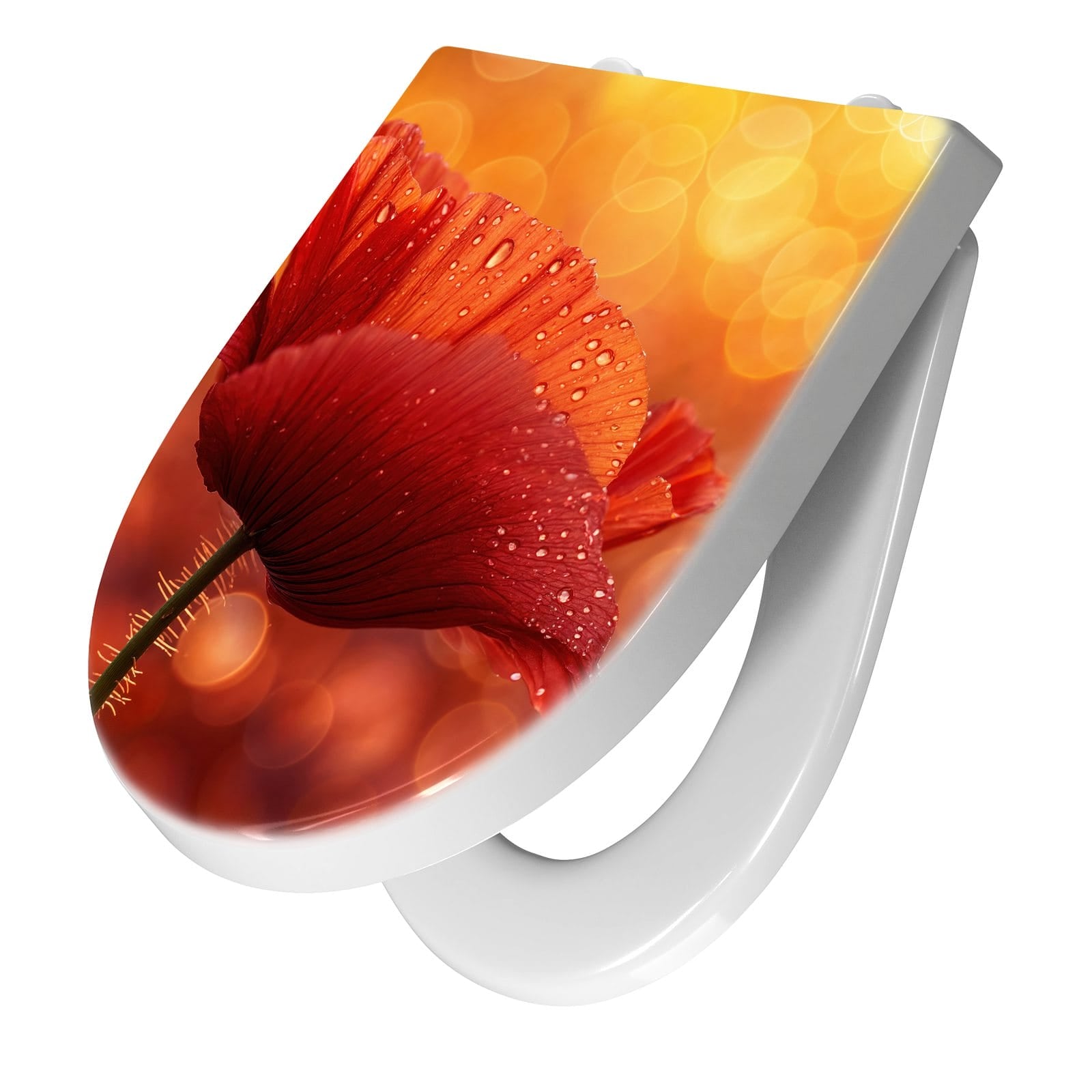 WC-Sitz mit Absenkautomatik Roter Blütentropfen