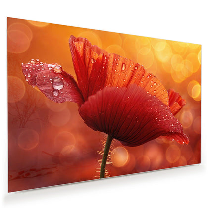 Wandbild mit dem Motiv Mohn mit Tautropfen