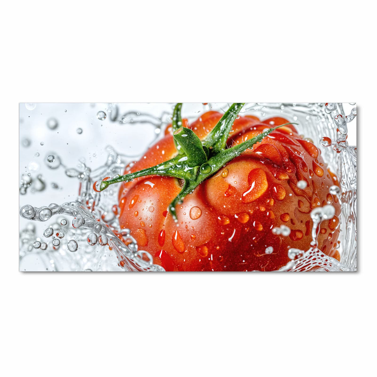 Farbbeständiger Teppich für Esstisch mit Motiv Tomate im Wasser in Frontansicht