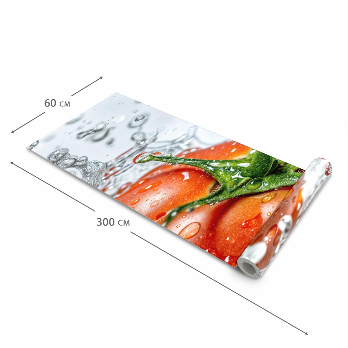 Küchenläufer für Eingangsbereich mit Motiv Tomate im Wasser in der Größe 60x270 cm - angenehme Haptik