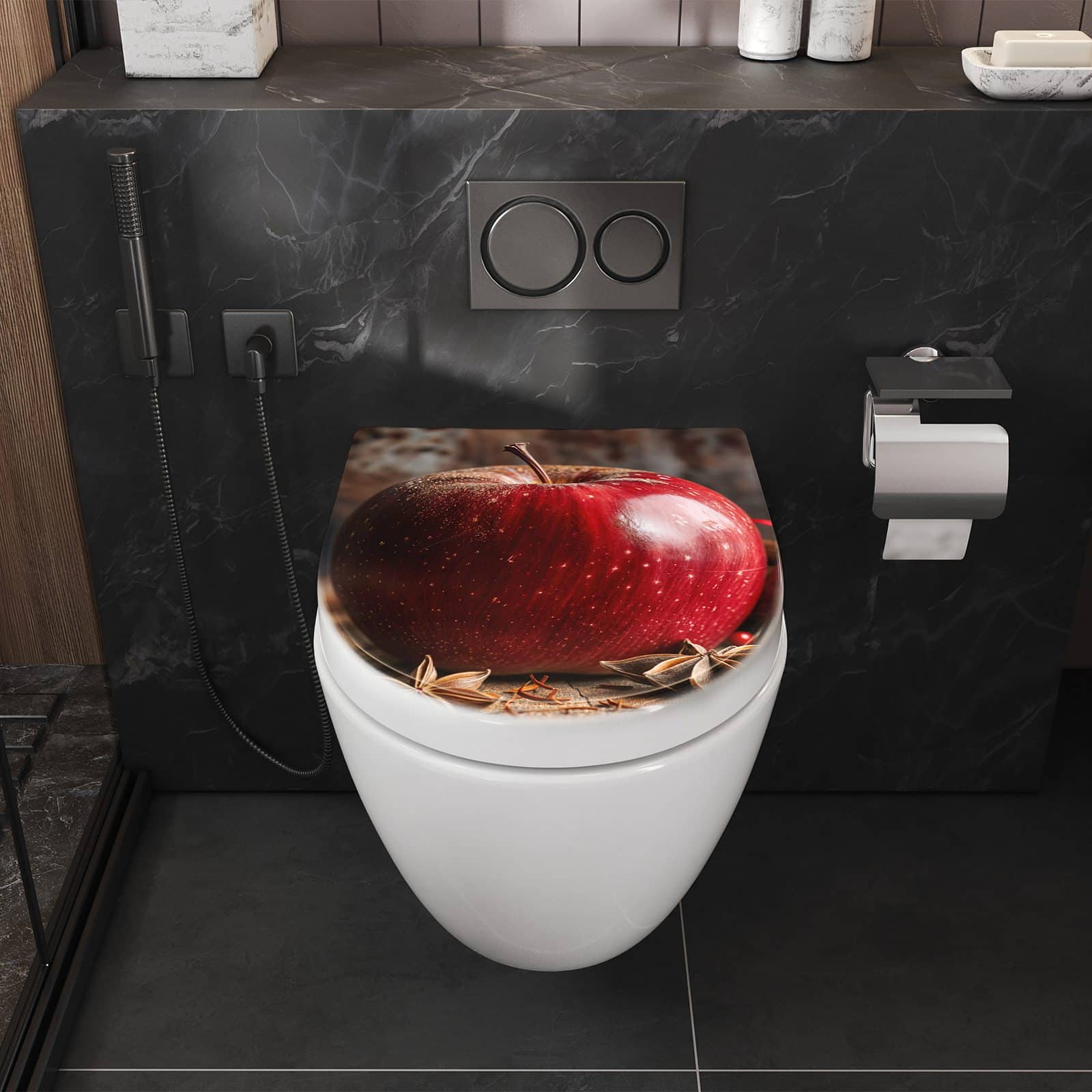 WC-Sitz mit Absenkautomatik mit und Apfel