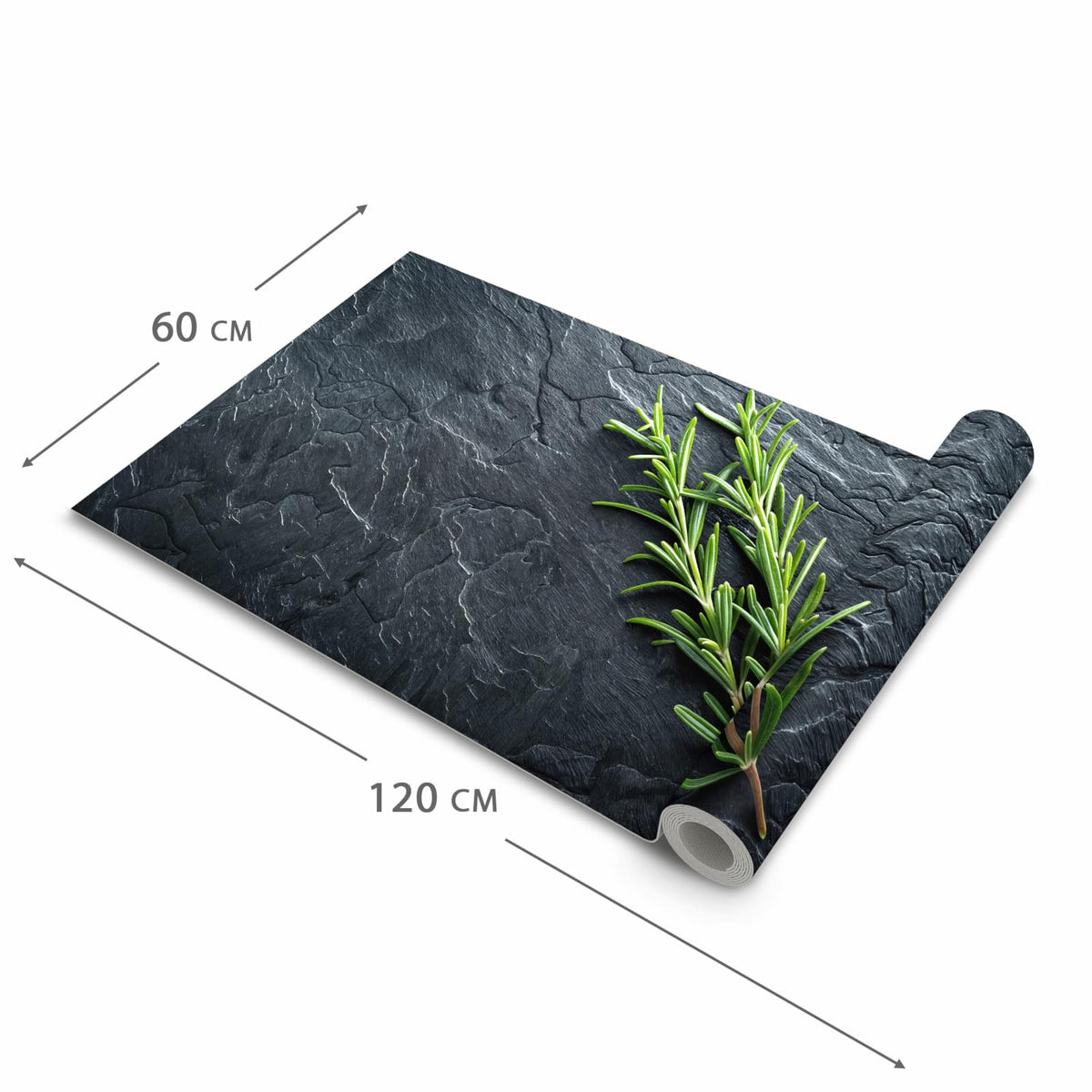 Komfortabler Küchenläufer mit Motiv Rosmarinzweig Slate in der Grösse 60x240 cm