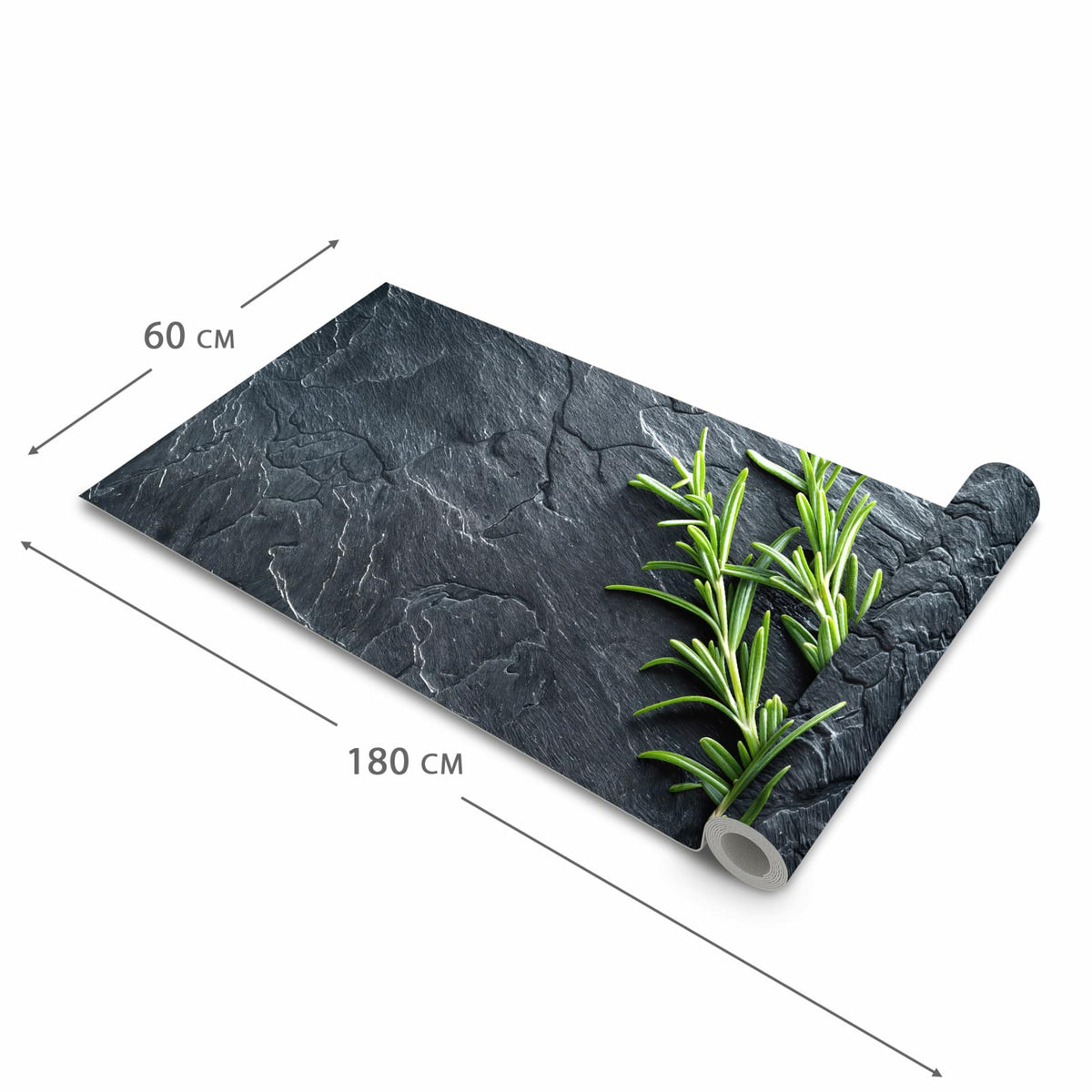 Rutschfester Küchenläufer mit Motiv Rosmarinzweig Slate in der Grösse 60x240 cm