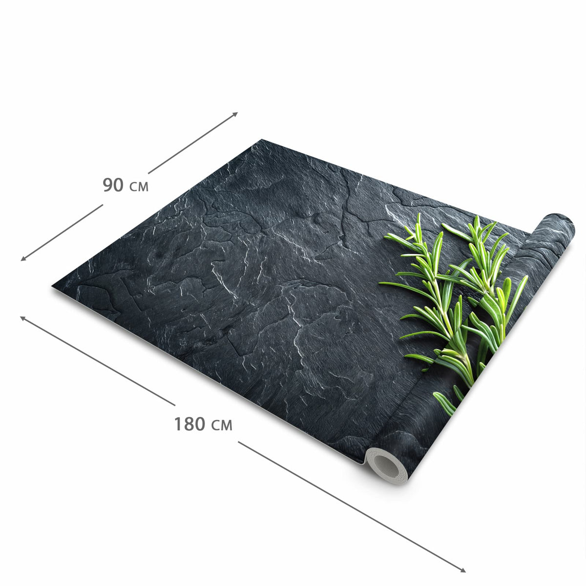 Ordnungsschaffender Küchenteppich mit Motiv Rosmarinzweig Slate in der Grösse 60x270 cm