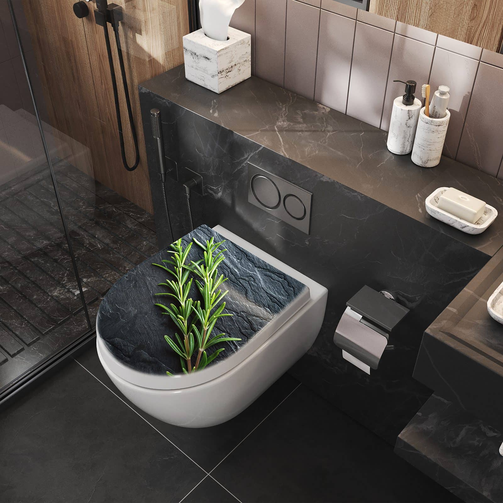 WC-Sitz mit Absenkautomatik Rosmarinzweig Slate