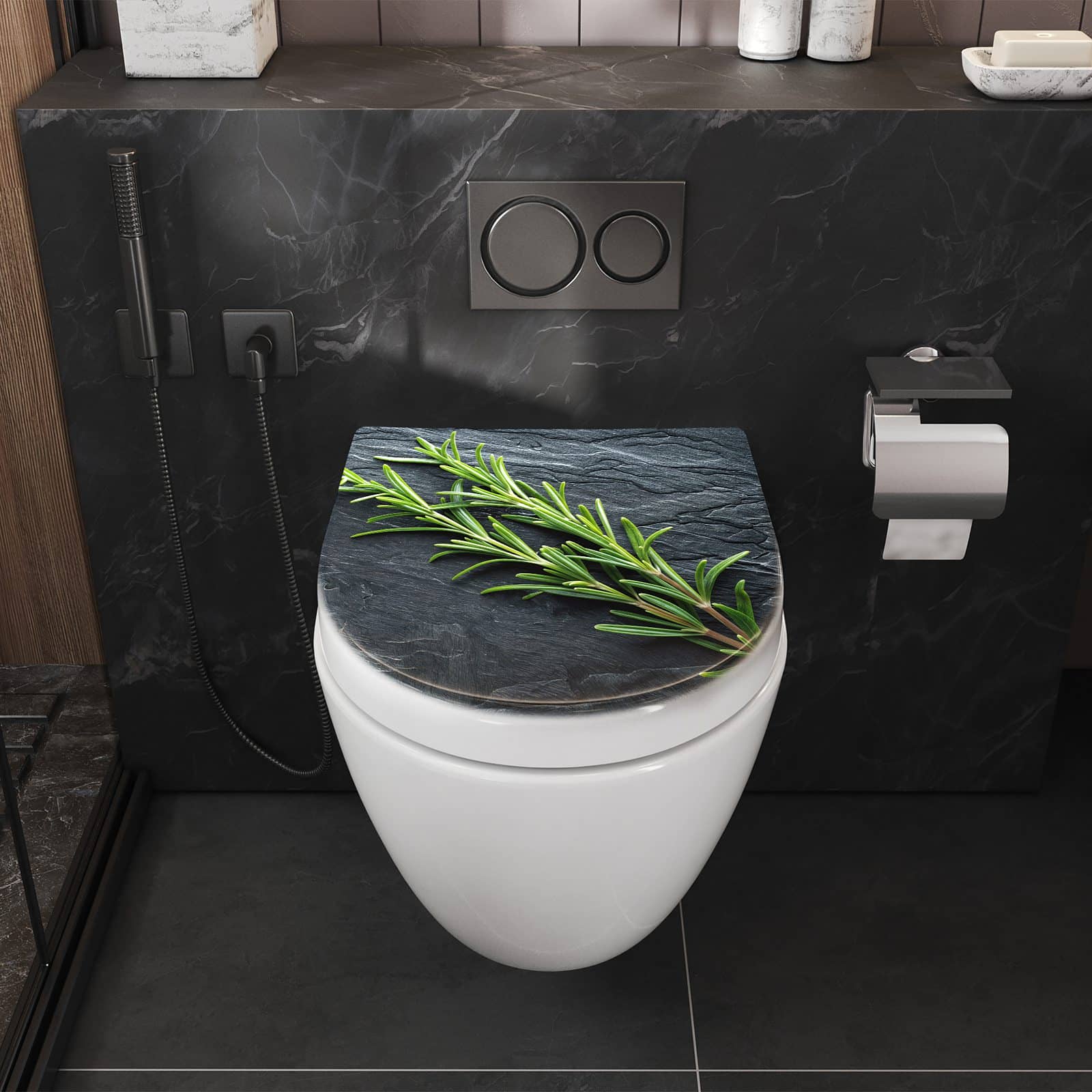 WC-Sitz mit Absenkautomatik Rosmarinzweig Slate