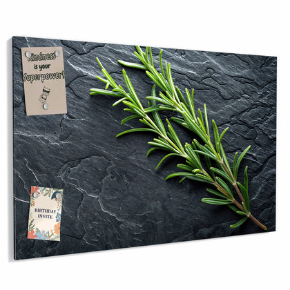 Metall Magnettafel mit dem Motiv Rosmarin auf Schiefer