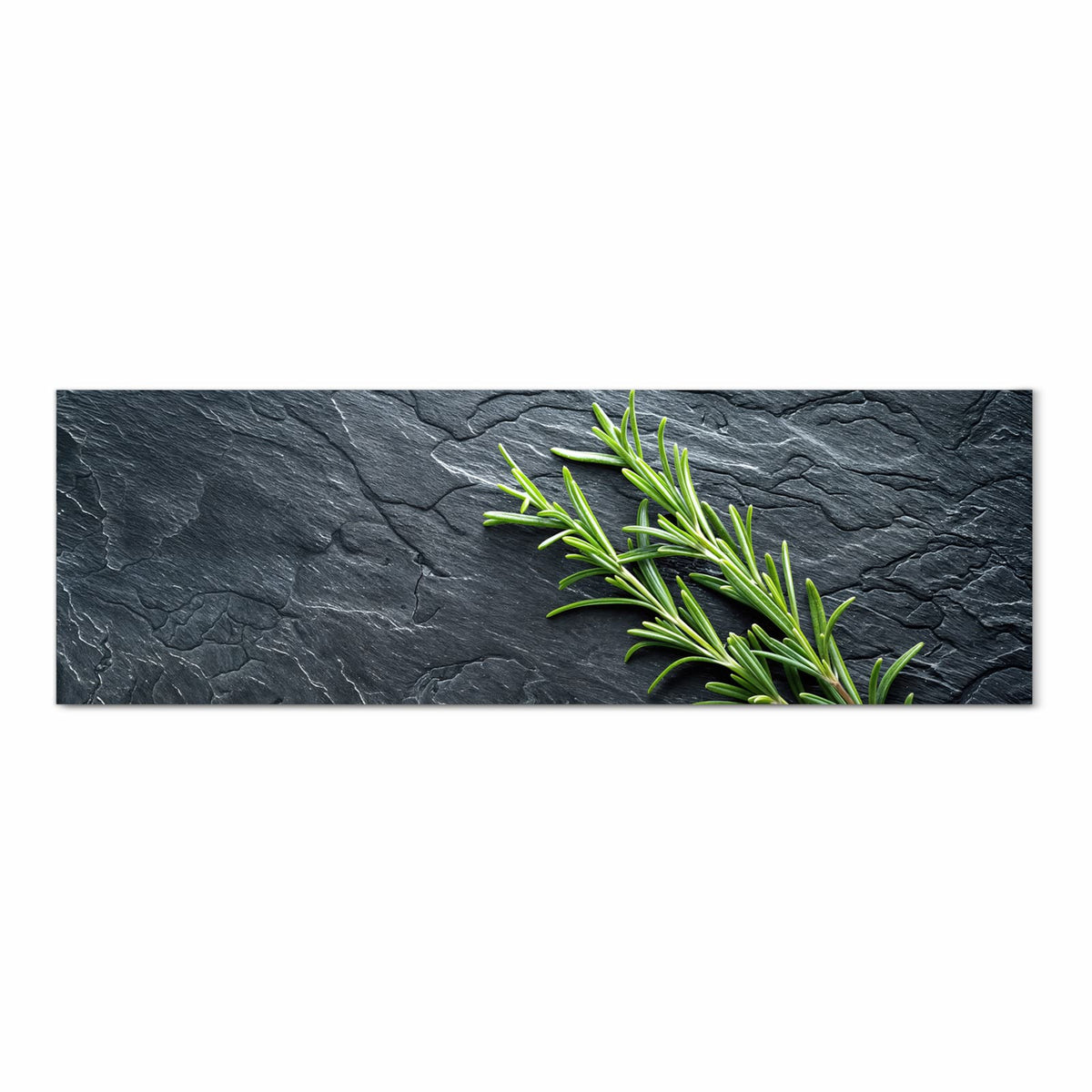 Flacher Küchenteppich mit Motiv Rosmarinzweig Slate in Frontansicht