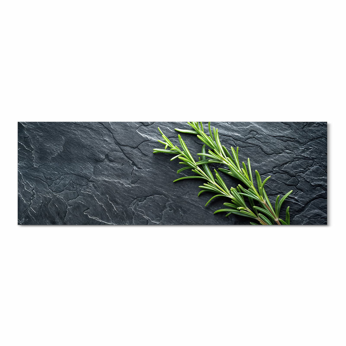 Wasserabweisender Küchenteppich mit Motiv Rosmarinzweig Slate in Frontansicht