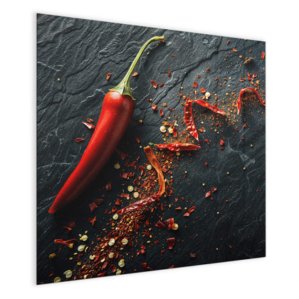 Magnettafel mit dem Motiv Chili auf Schiefer