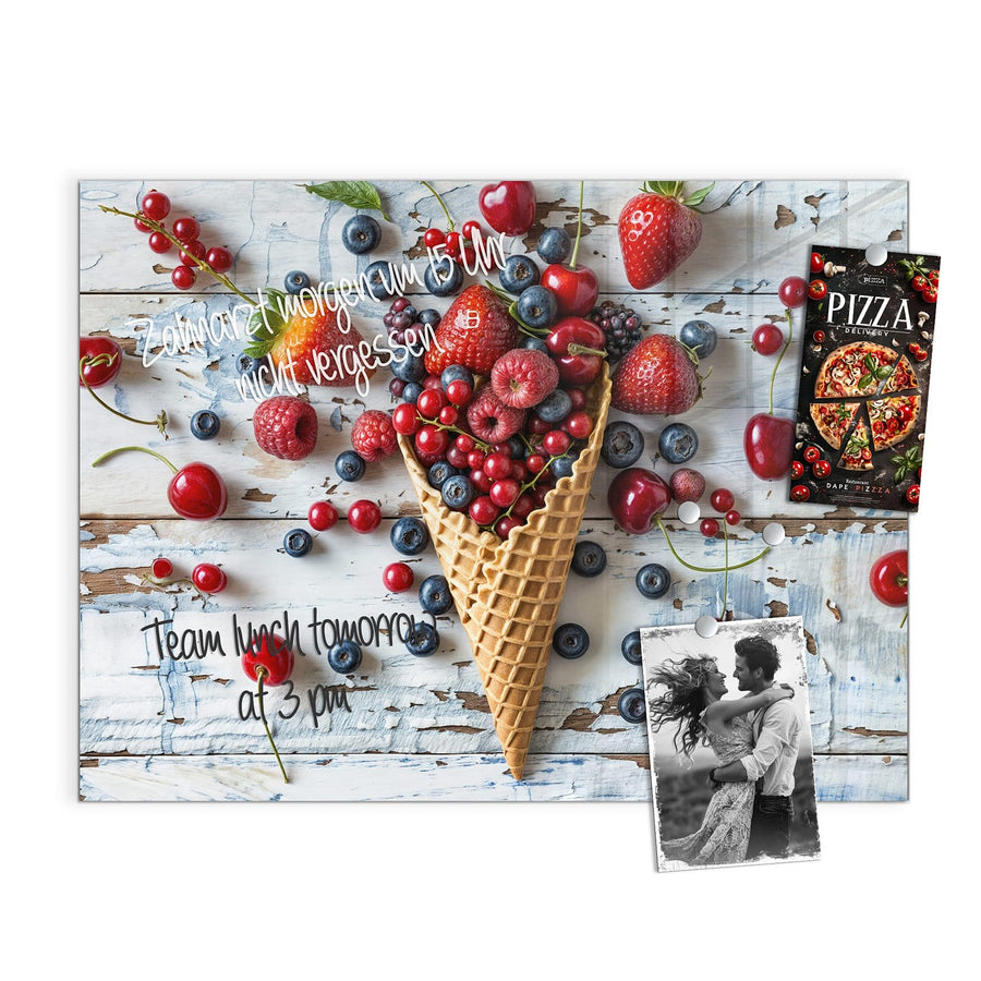 Maße Magnettafel - Beeren in der Eiswaffel