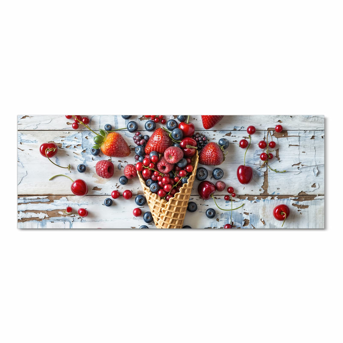 Langlebiger waschbarer Küchenläufer mit Motiv Früchte Eiscreme in Frontansicht
